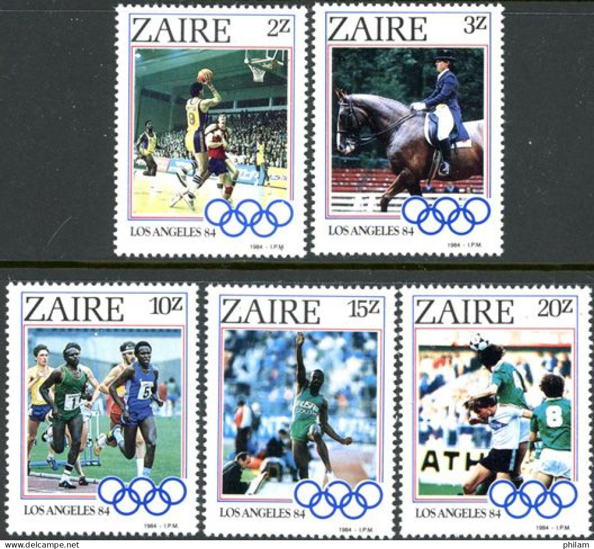 ZAIRE 1984 - J.O. Los Angeles - Disciplines - 5 V. - Neufs