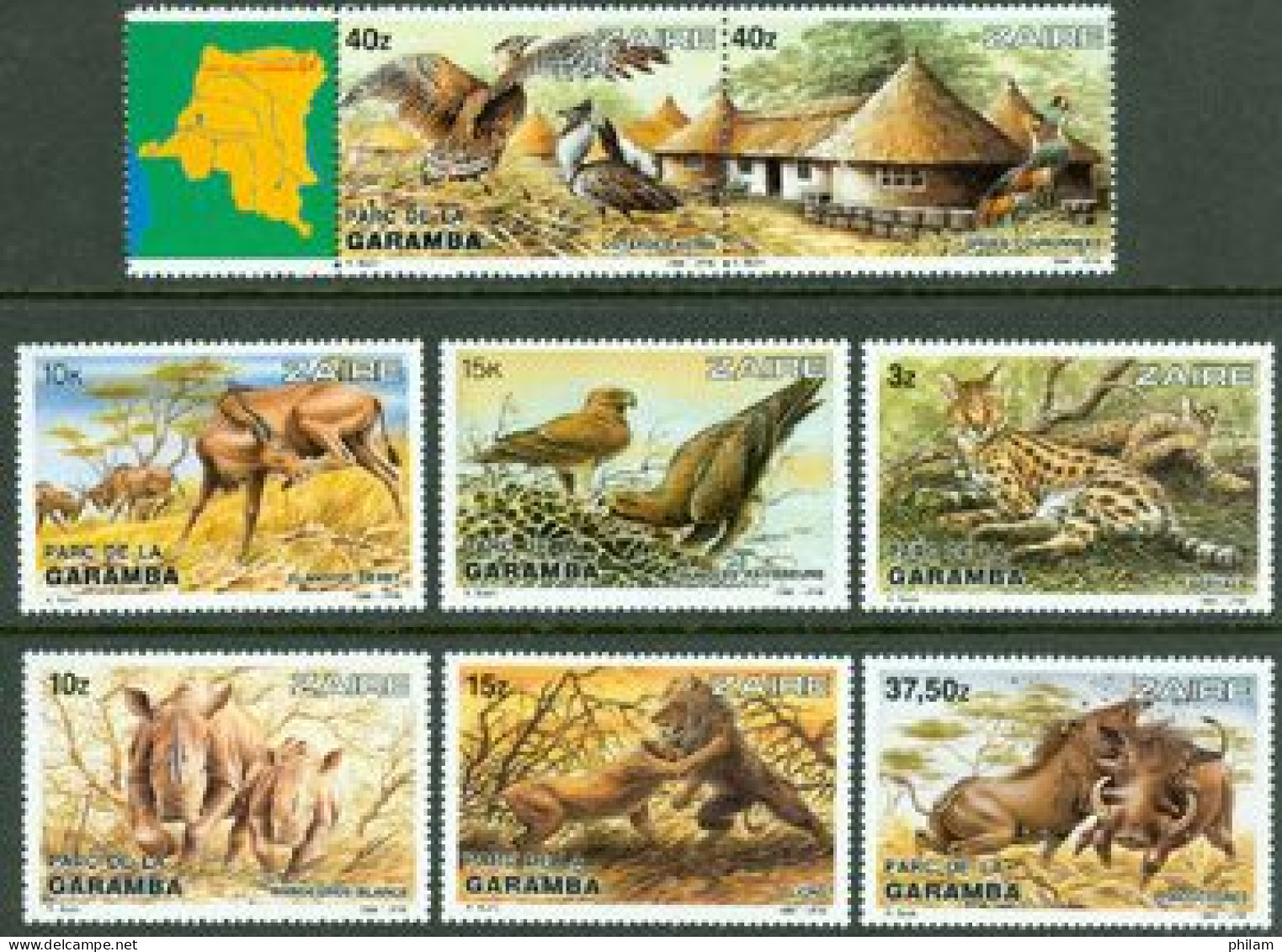 ZAIRE 1984 - Parc De La Garamba - Faune Sauvage -8 V. - Unused Stamps
