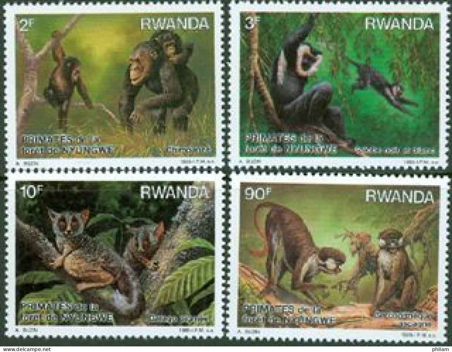 RWANDA 1988 - Primates De La Forêt De Nyungwe - 4 V. - Unused Stamps