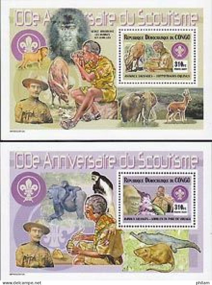 CONGO KINSHASA 2007 -  Scouts Et Animaux Sauvages - 4 Blocs De Luxe - Nuovi