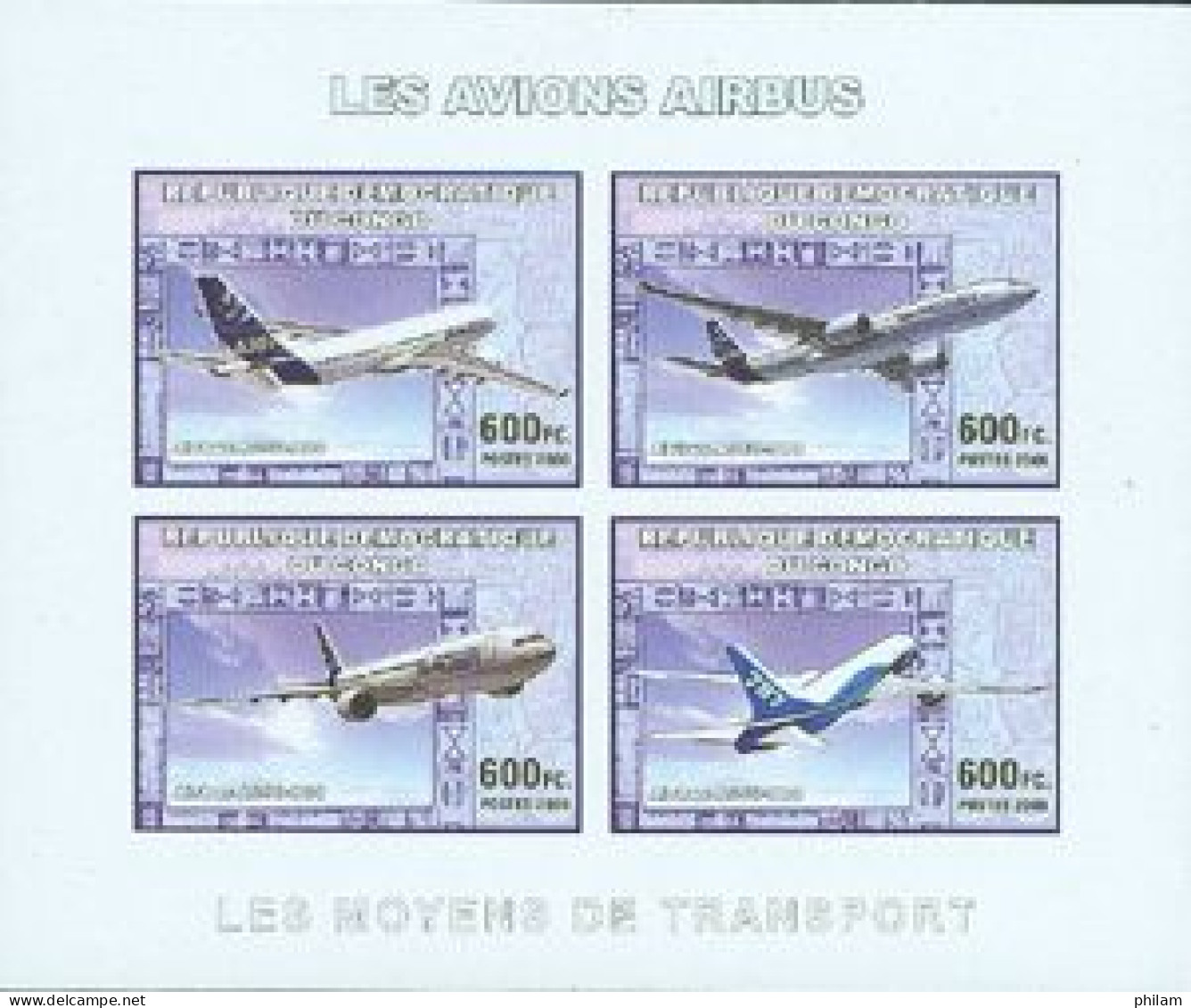 CONGO KINSHASA 2006 -  Les Avions Airbus - 4 V. Non Dentelées - Nuevos