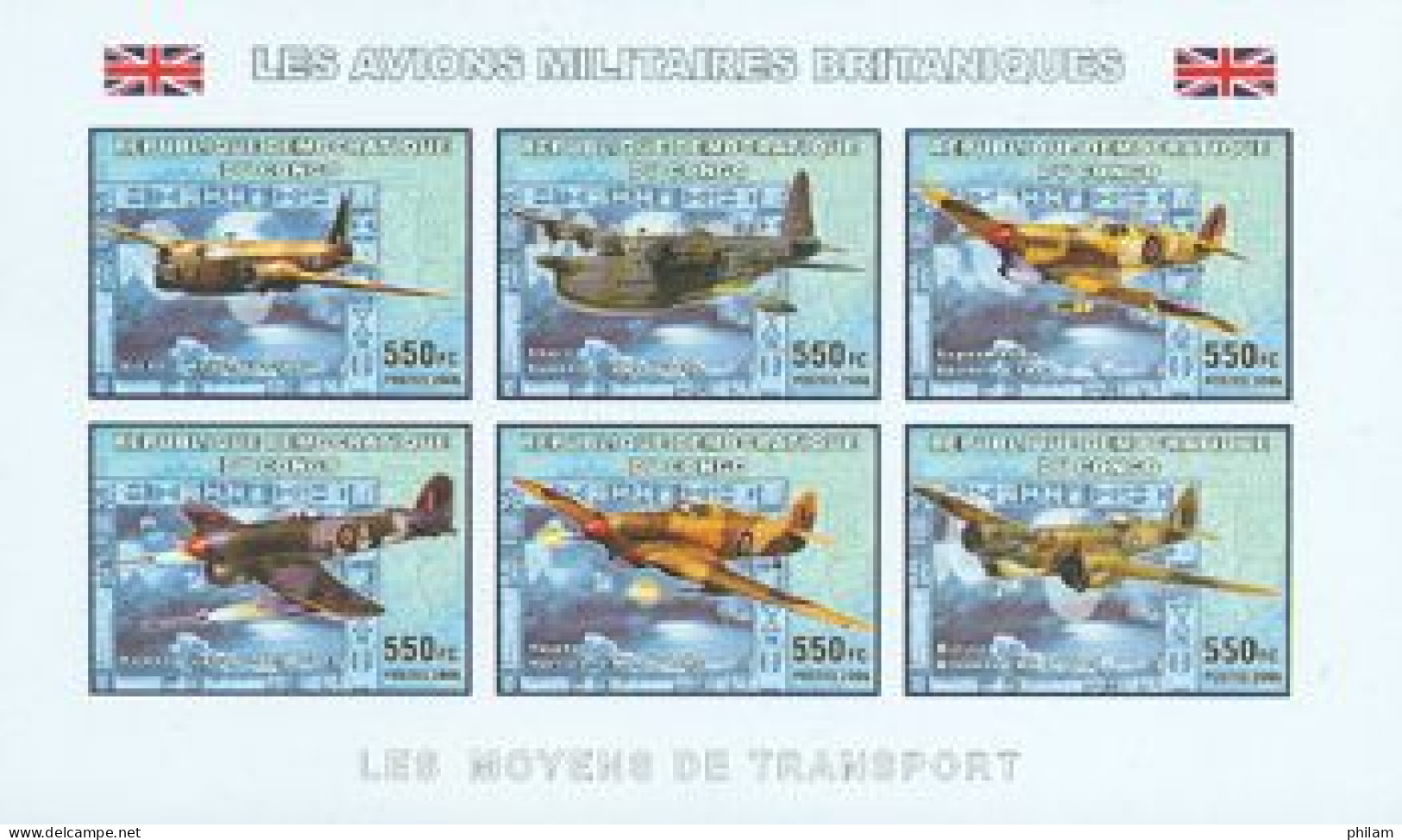 CONGO KINSHASA 2006 -  Les Avions Militaires  Britanniques - 6 V. Non Dentelées - Mint/hinged