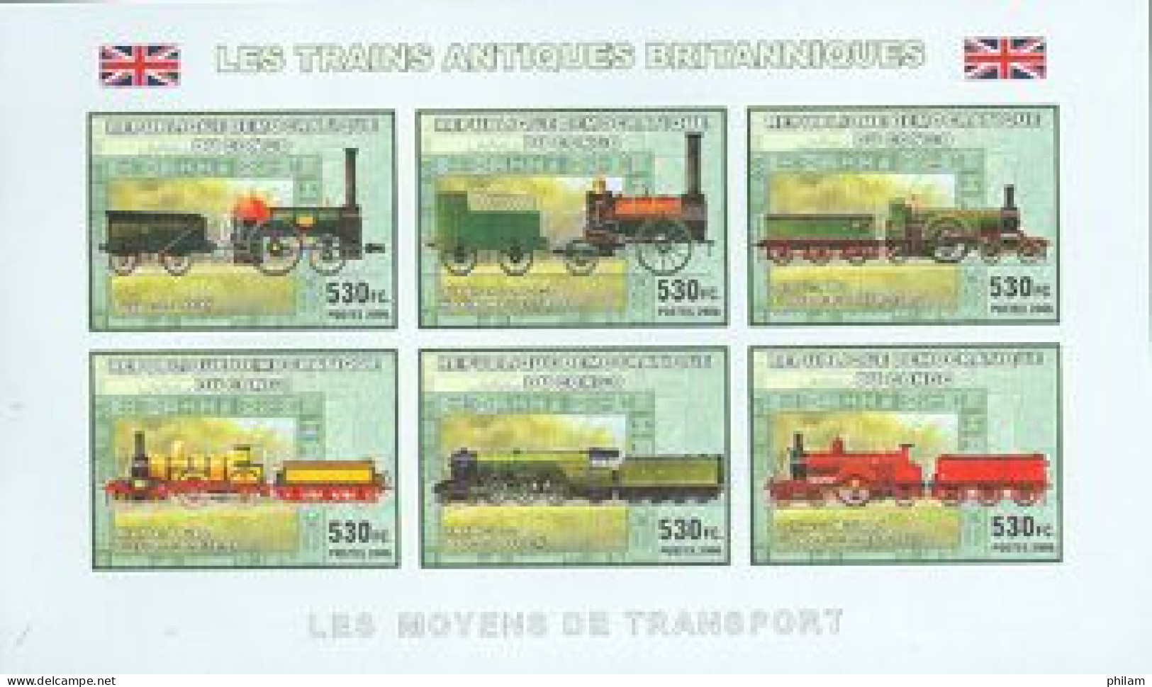 CONGO KINSHASA 2006 -  Les Trains Antiques Britanniques - 6 V. - Non Dentelés - Neufs