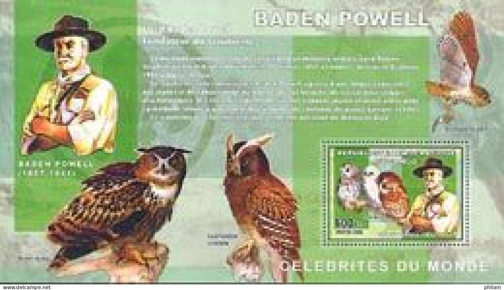CONGO KINSHASA 2006 - Baden Powell Et Chouettes - BF - Unused Stamps