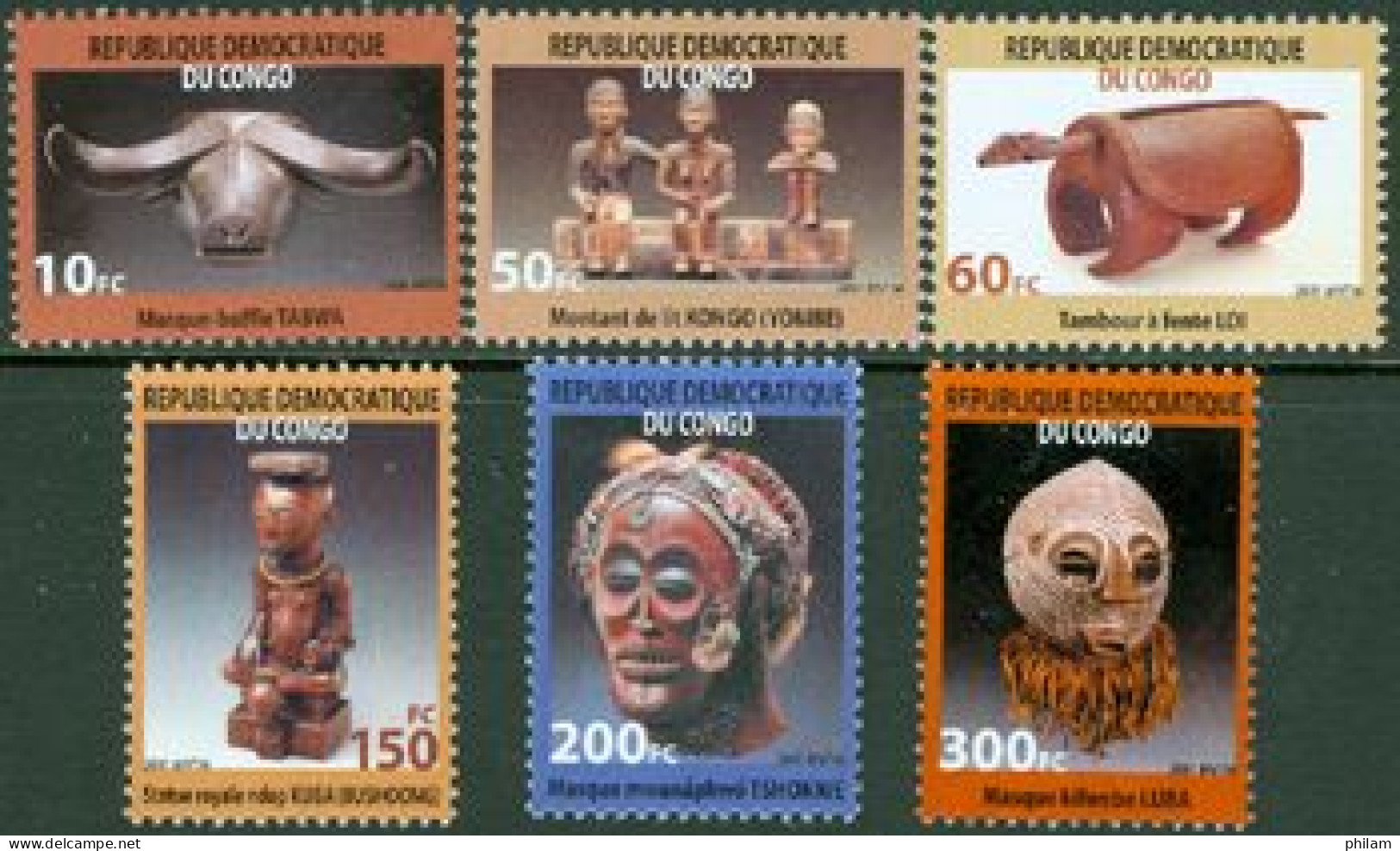 CONGO KINSHASA 2002 - Masques - 6 V. - Nuevos