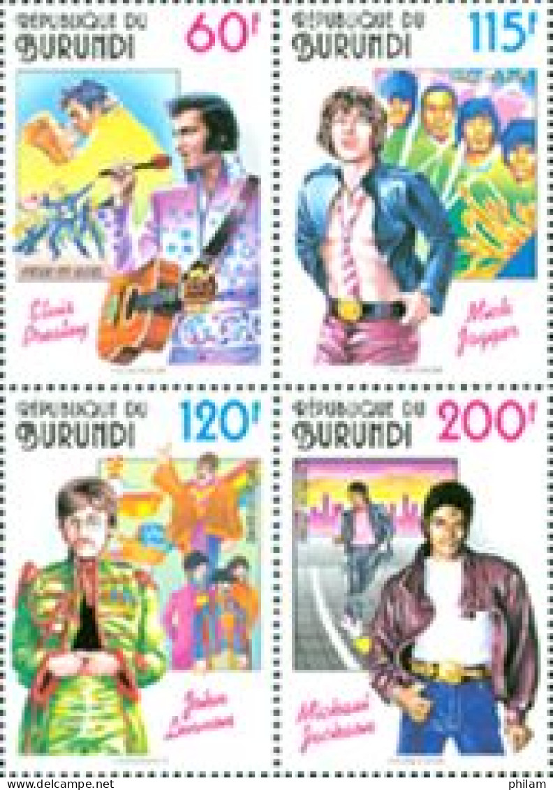 BURUNDI 1994 - Stars Du Rock - 4 V. - Unused Stamps