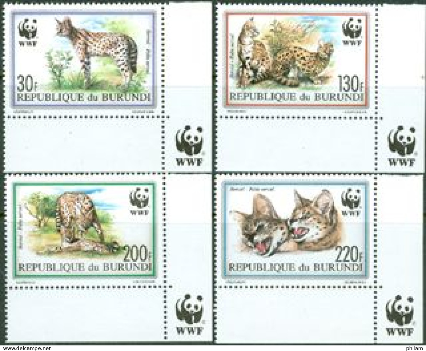 BURUNDI 1992 - W.W.F. Le Lynx Serval - 4 V. - Unused Stamps