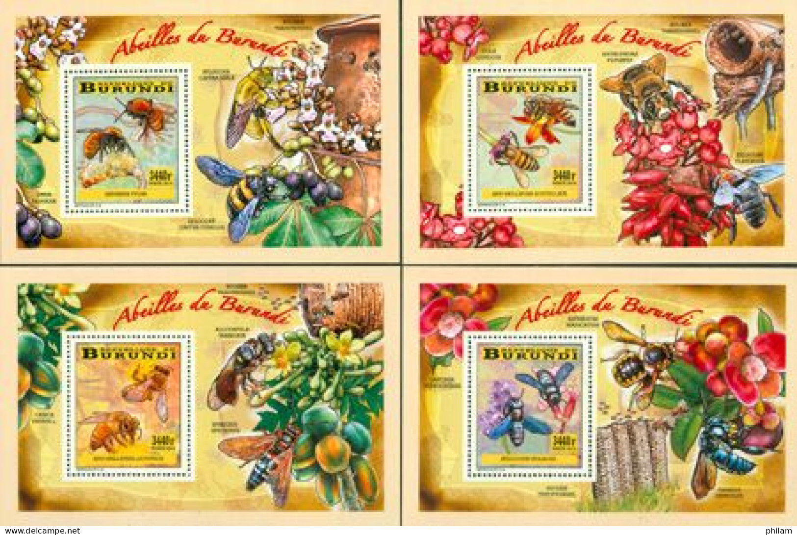BURUNDI 2014 - Abeilles -  4 Blocs De Luxe - Unused Stamps