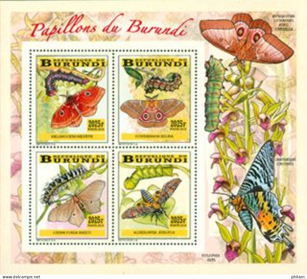 BURUNDI 2014 -  Chenilles Et Papillons - I - Bloc Collectif-2025 BIF - Unused Stamps