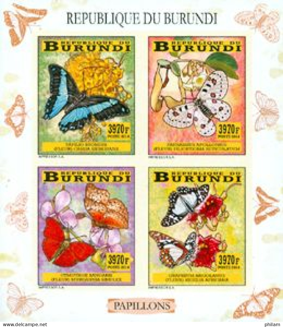 Burundi 2014 - Les Papillons Du Burundi - 4 V. émis En Feuillet - ND - Unused Stamps