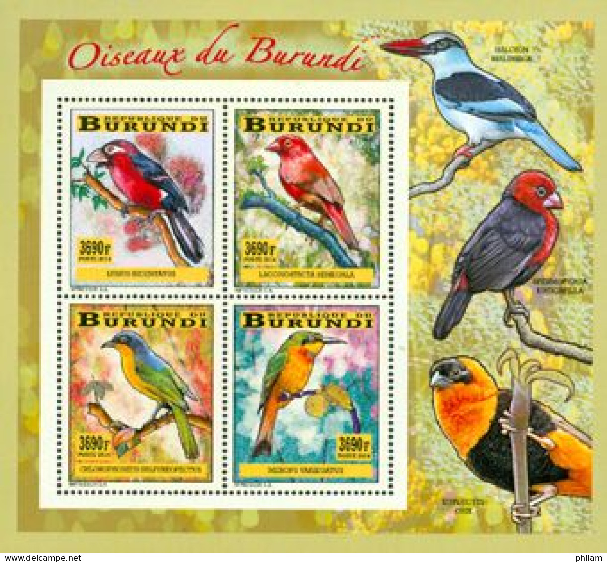 Burundi 2014 - Les Oiseaux Du Burundi - Oiseaux Chanteurs - Bloc Collectif - Unused Stamps