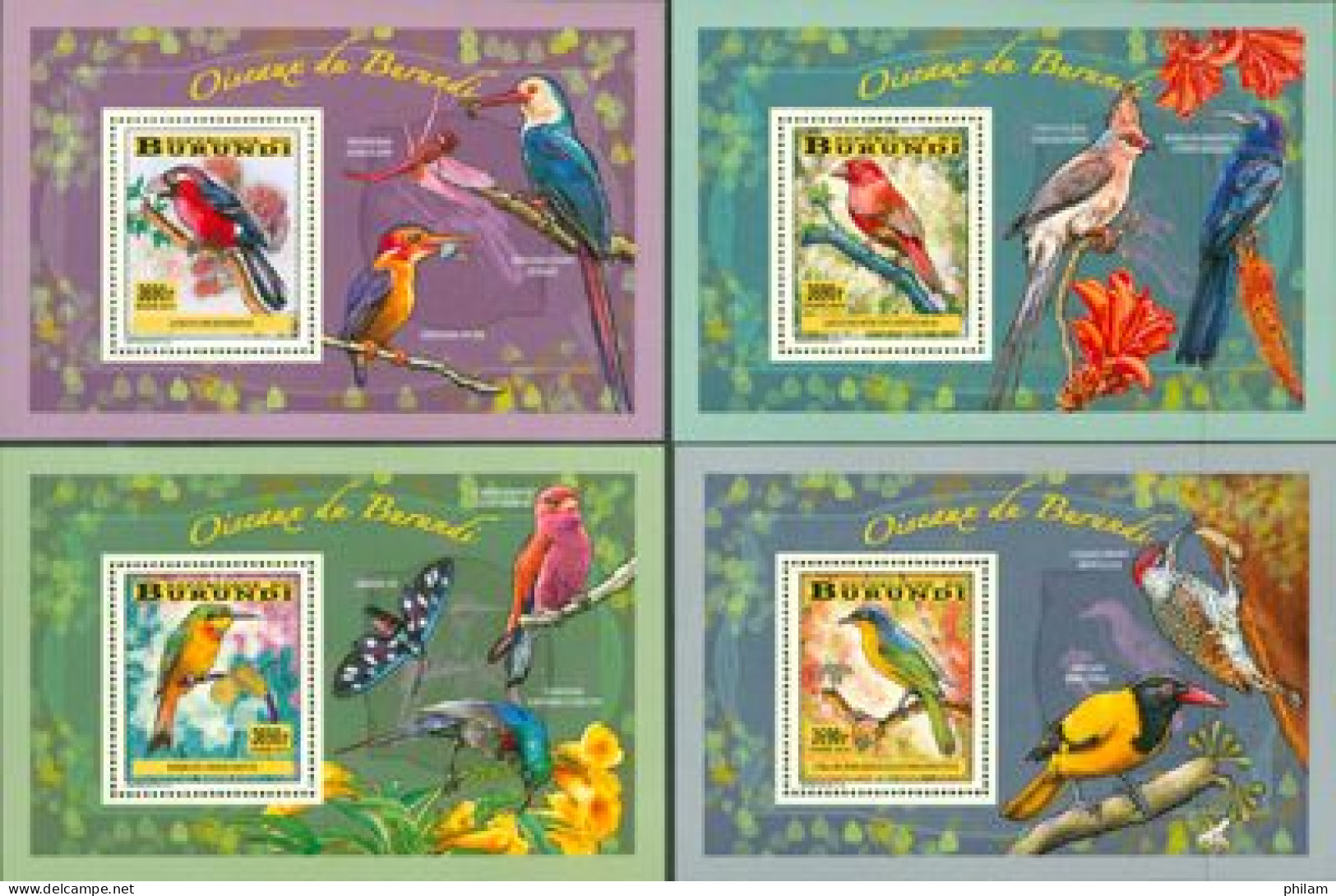 Burundi 2014 - Les Oiseaux Du Burundi - Oiseaux Chanteurs - 4 Blocs De Luxe - Neufs