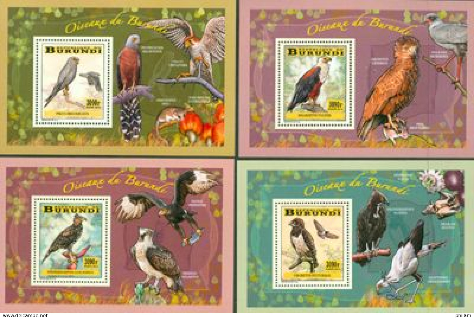 Burundi 2014 - Les Oiseaux Du Burundi - Rapaces - 4 Blocs De Luxe - Unused Stamps