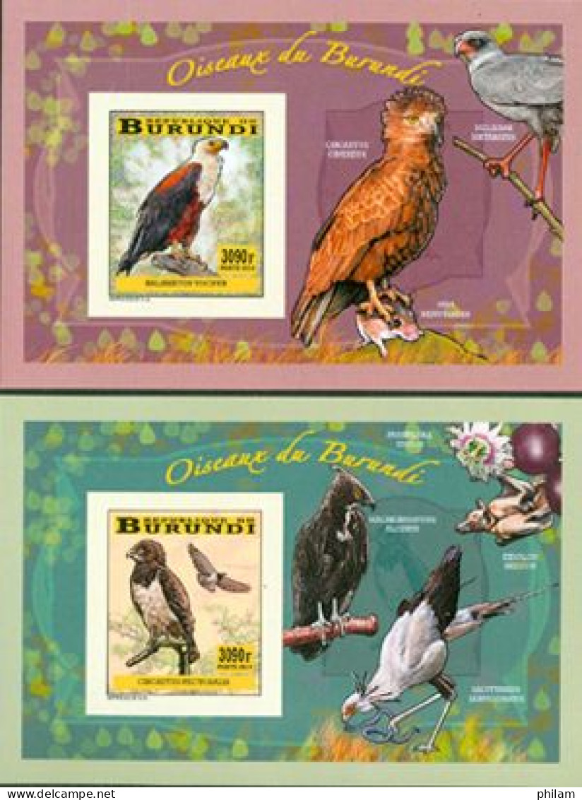 Burundi 2014 - Les Oiseaux Du Burundi - Rapaces - 4 Blocs De Luxe - Non Dentelés - Eagles & Birds Of Prey