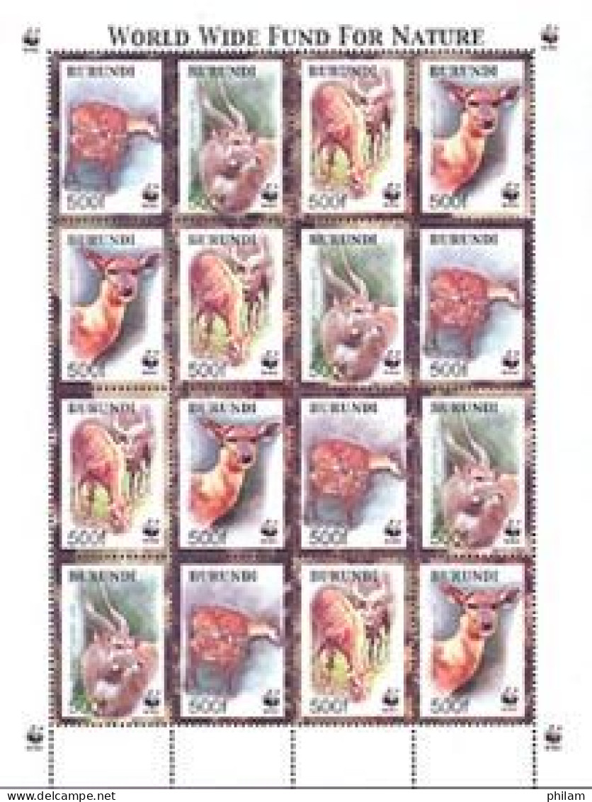 BURUNDI 2004 - W.W.F. - Antilope Siratunga - Feuillet De 4 X 4 V. - Unused Stamps