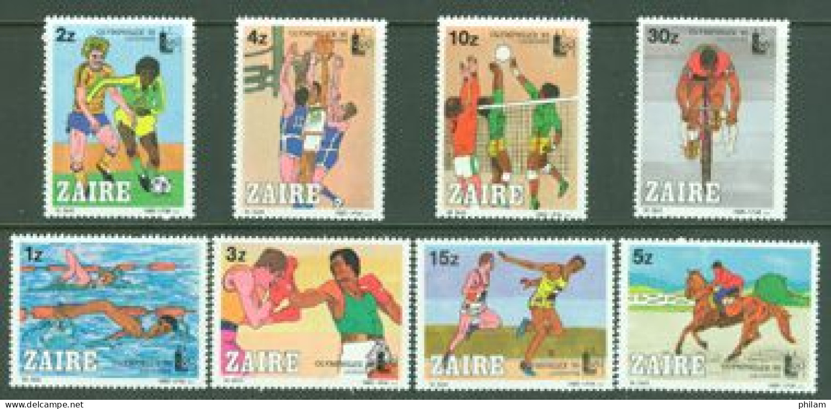 ZAIRE 1985 - Olymphilex - Sports Olympiques - 8 V. - Nuevos