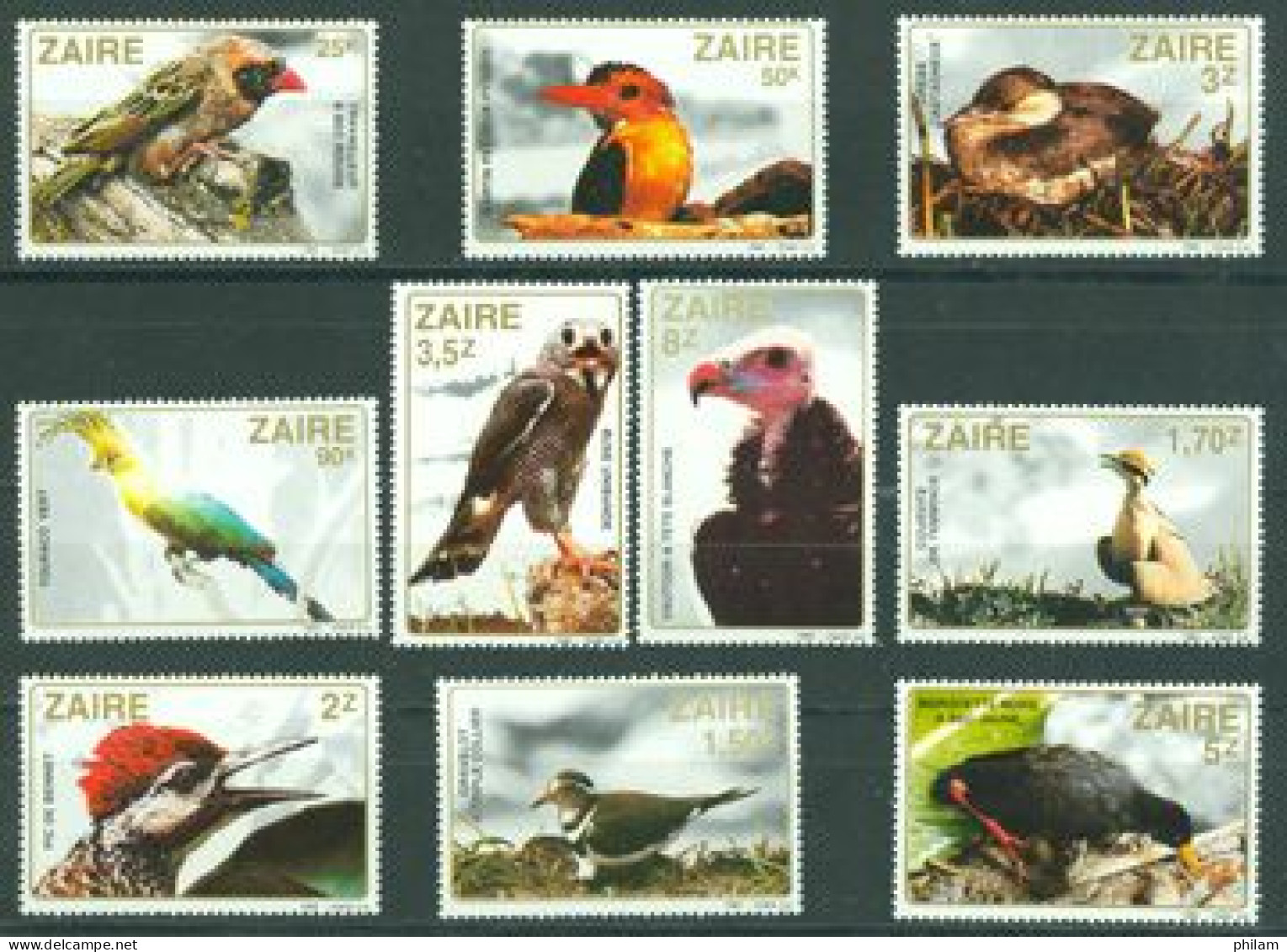 ZAIRE 1982 - Oiseaux Du Zaire - 10 V. - Aigles & Rapaces Diurnes