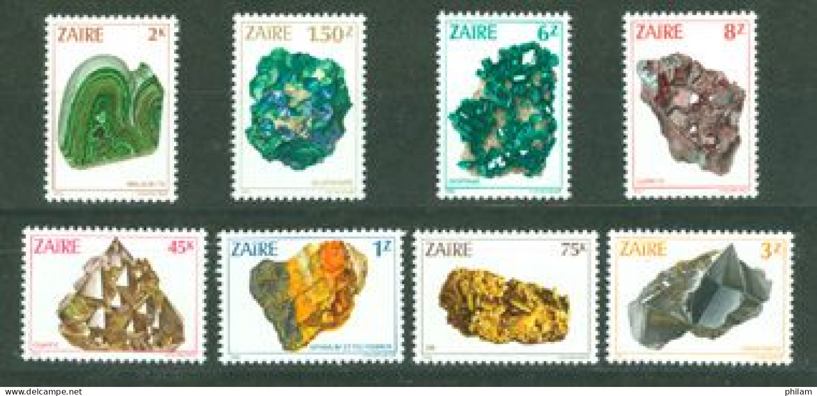 ZAIRE 1983 - Minéraux - 8 V. - Mineralen