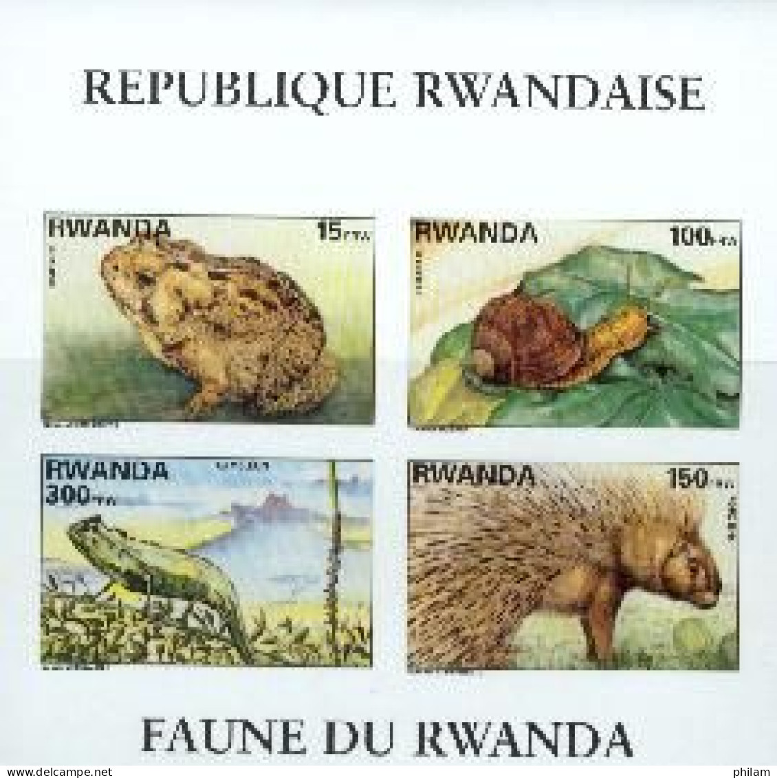 RWANDA 1998 - Faune Locale - Bloc (crapaud/escargot) - Ranas