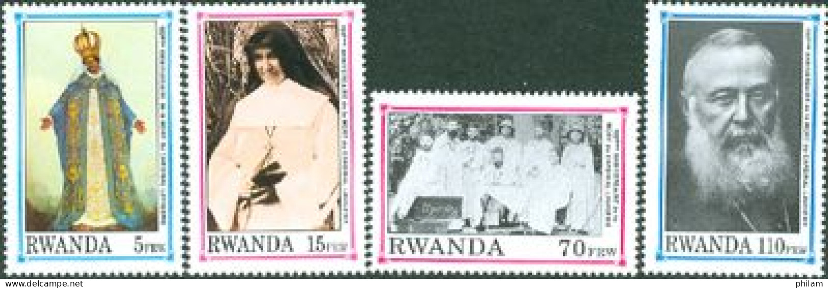 RWANDA 1992 - Cardinal Lavigerie - 4 V. - Cristianismo