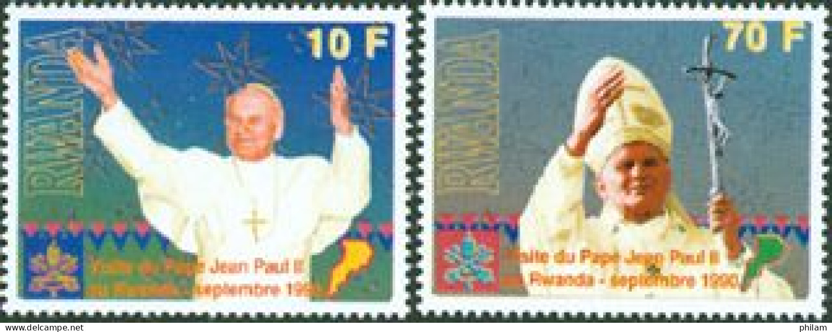 RWANDA 1990 - Voyage Du Pape Jean-Paul II - 2 V. - Popes