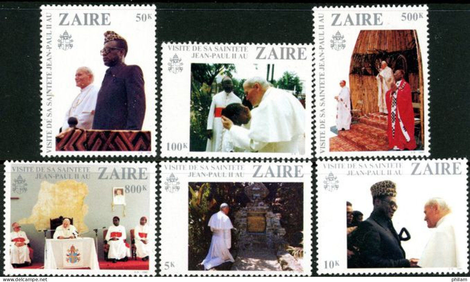 ZAIRE 1981 - Visite Du Pape Jean-Paul II  - 6 V. - Popes