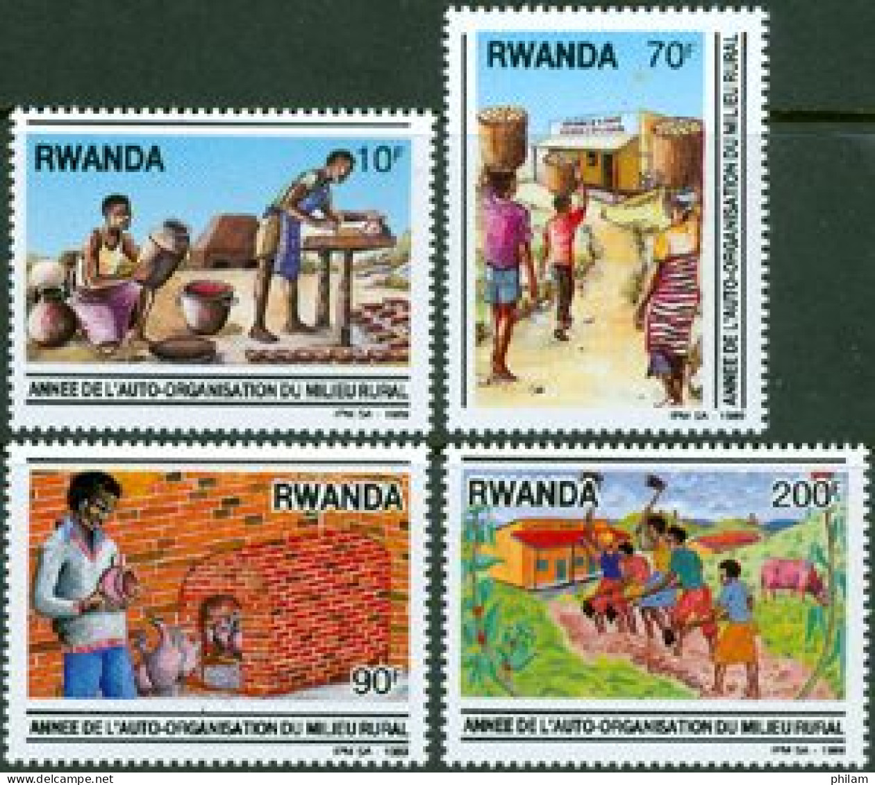 RWANDA 1989 - Auto-organisation En Milieu Rural - 4 V. - Agriculture