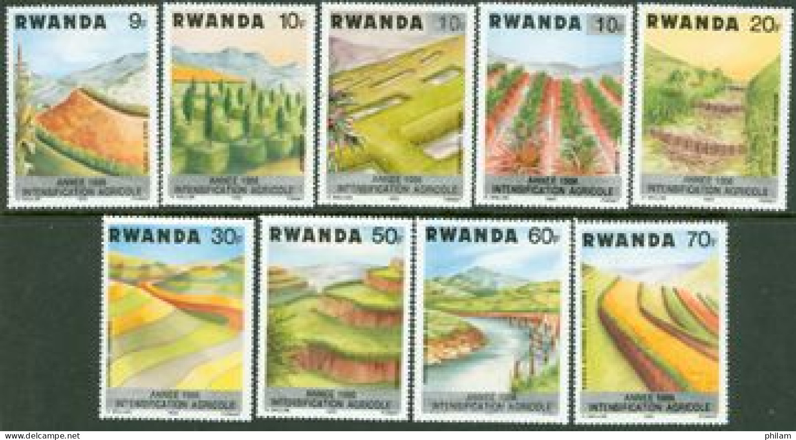 RWANDA 1986 - Année De L'intensification Agricole - 9 V. - Agriculture