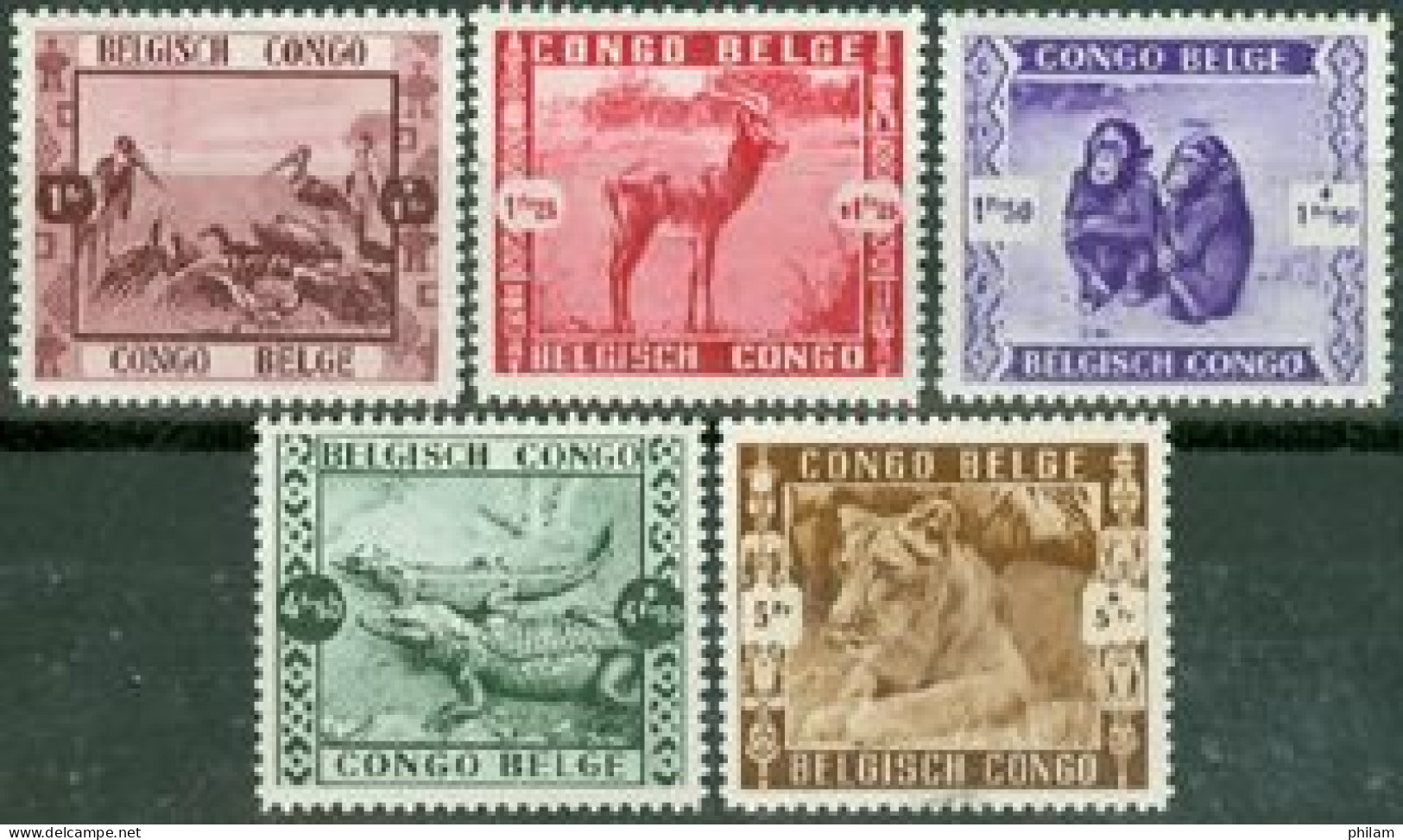 CONGO 1939 - Jardin Zoologique De Leopoldville - 5 V. - Altri & Non Classificati