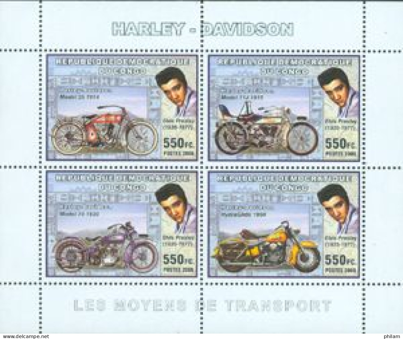 CONGO KINSHASA 2006 - Harley Davidson Et Elvis Presley - 4 V. - Elvis Presley