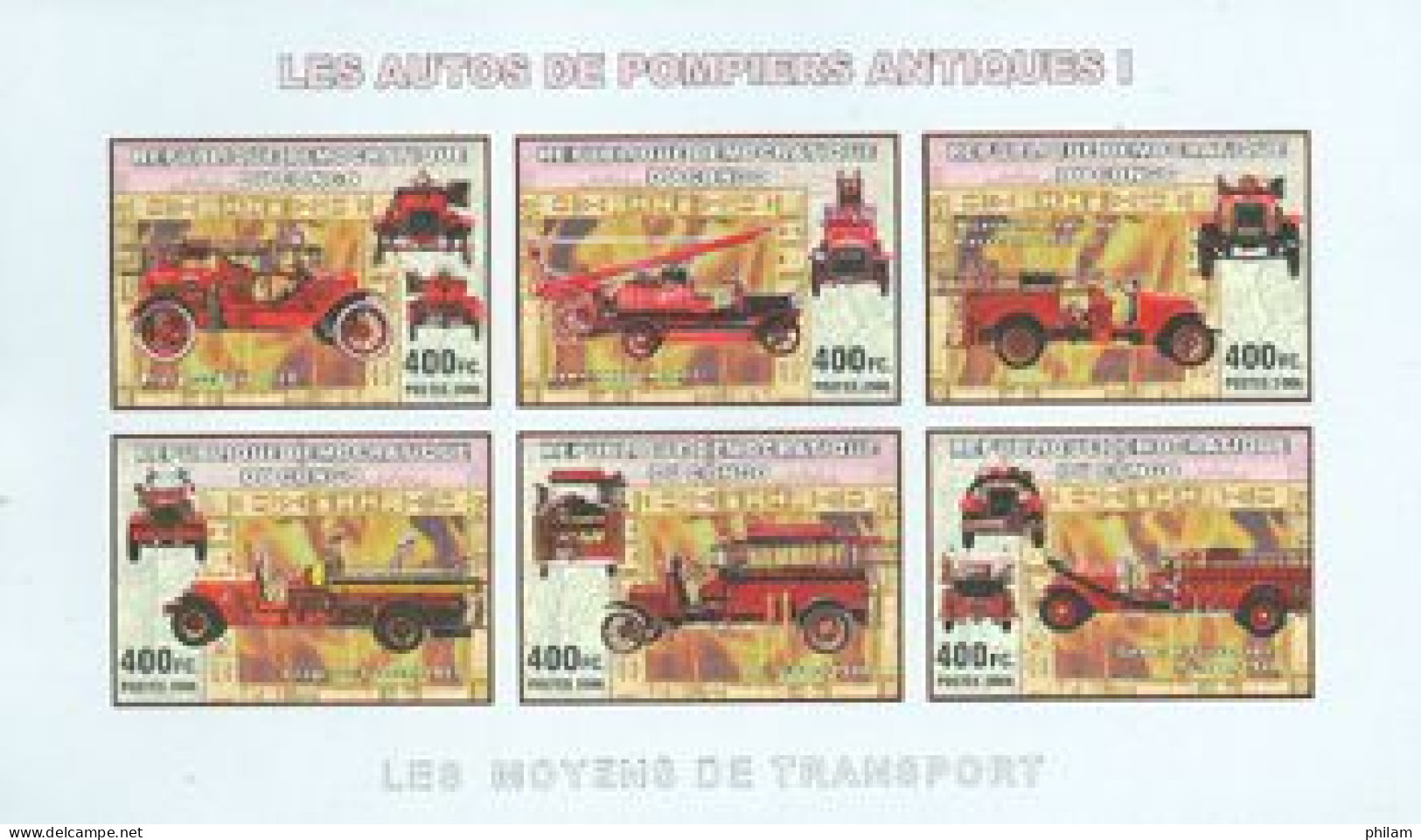 CONGO KINSHASA 2006 -  Les Autos De Pompiers - 6 V. Non Dentelés - Firemen