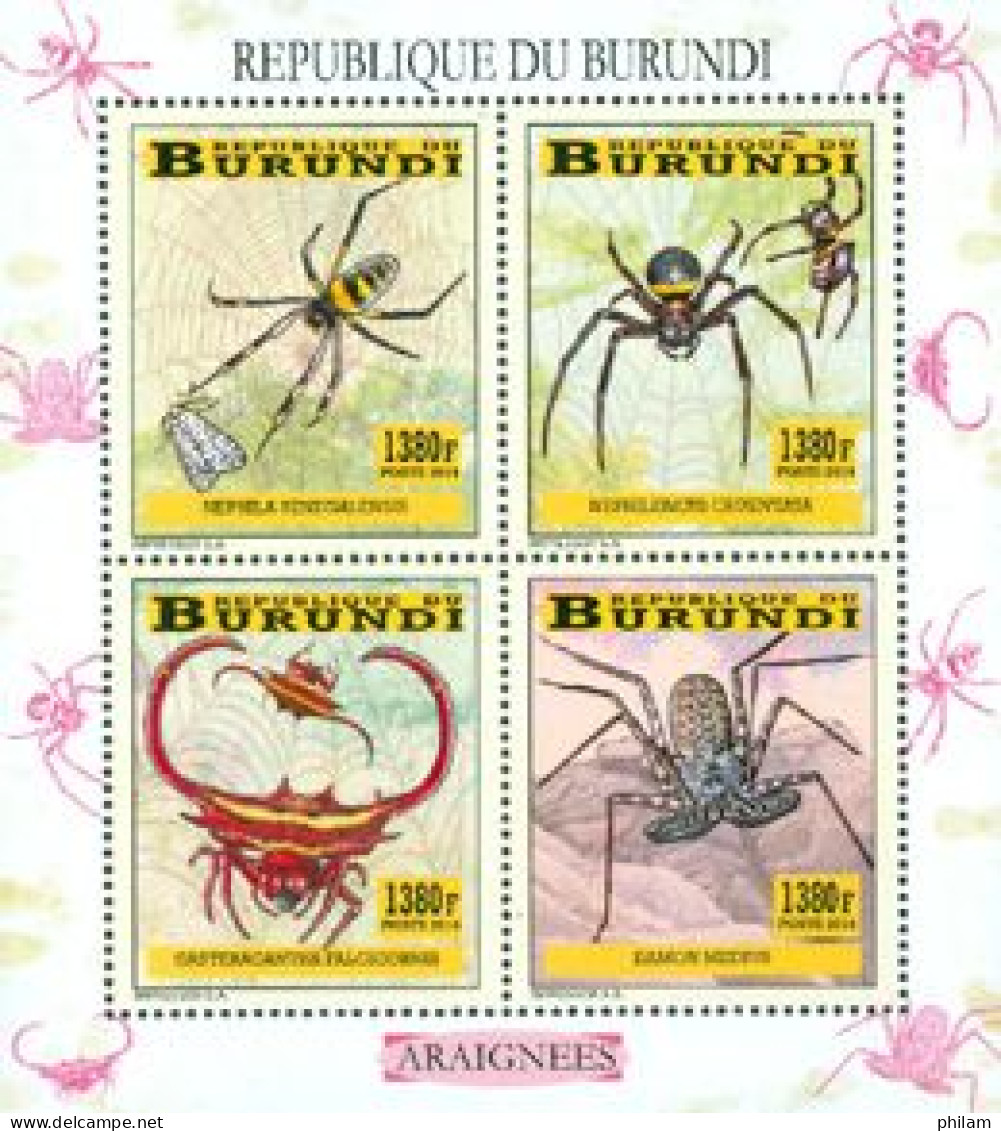BURUNDI 2014 -  Araignées - 4 Timbres émis En Feuillet - Spiders