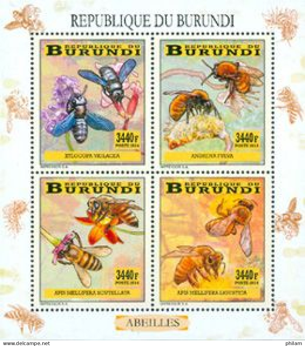 BURUNDI 2014 - Abeilles - Feuillet 4 X 3440 BIF  - Abeilles