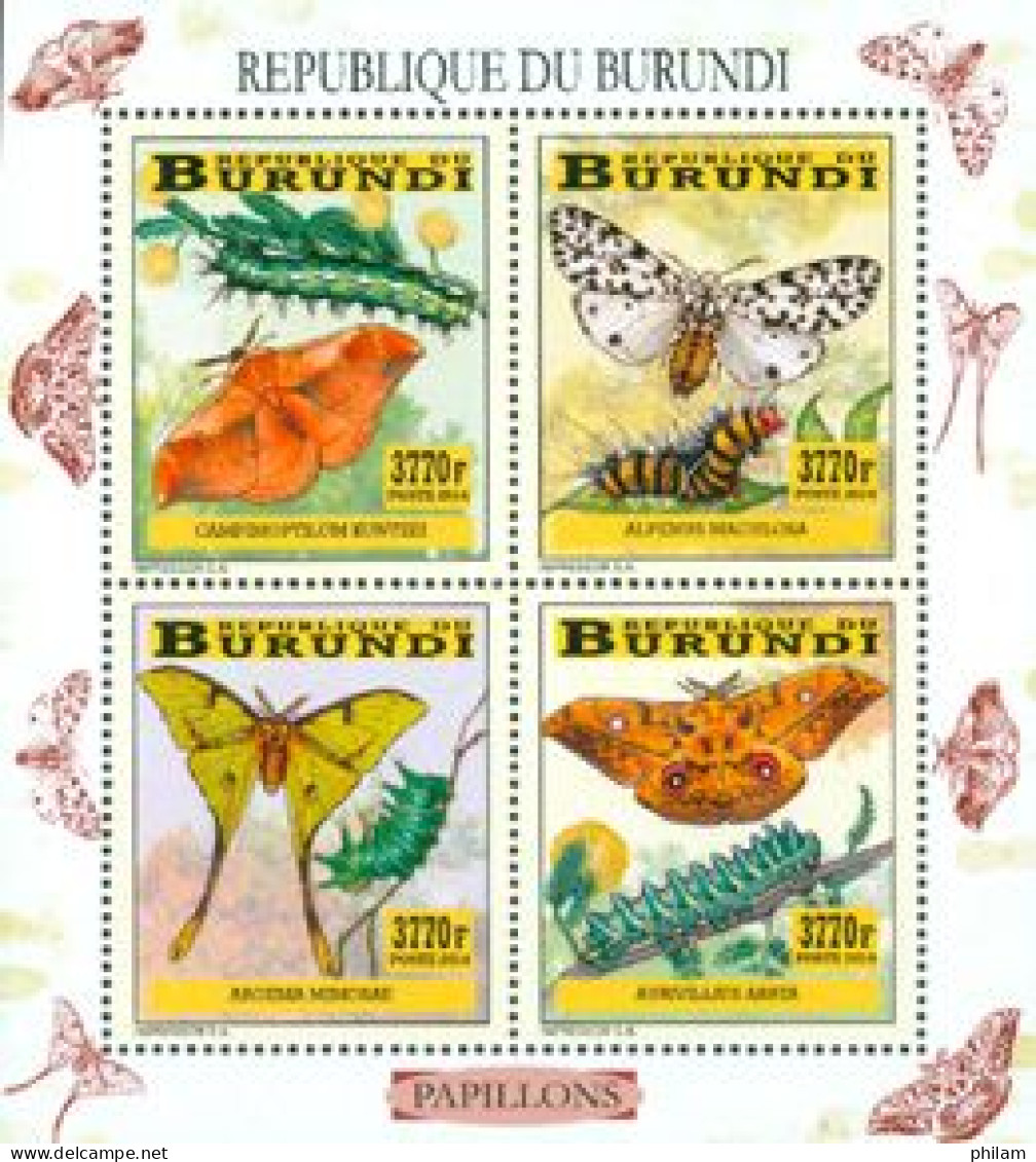 BURUNDI 2014 -  Chenilles Et Papillons - I I - 4 Timbres 3770 BIF - Papillons