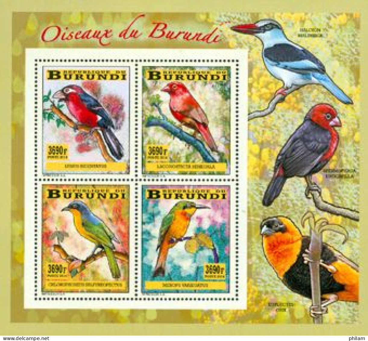 Burundi 2014 - Les Oiseaux Du Burundi - Oiseaux Chanteurs - Bloc Collectif - Songbirds & Tree Dwellers