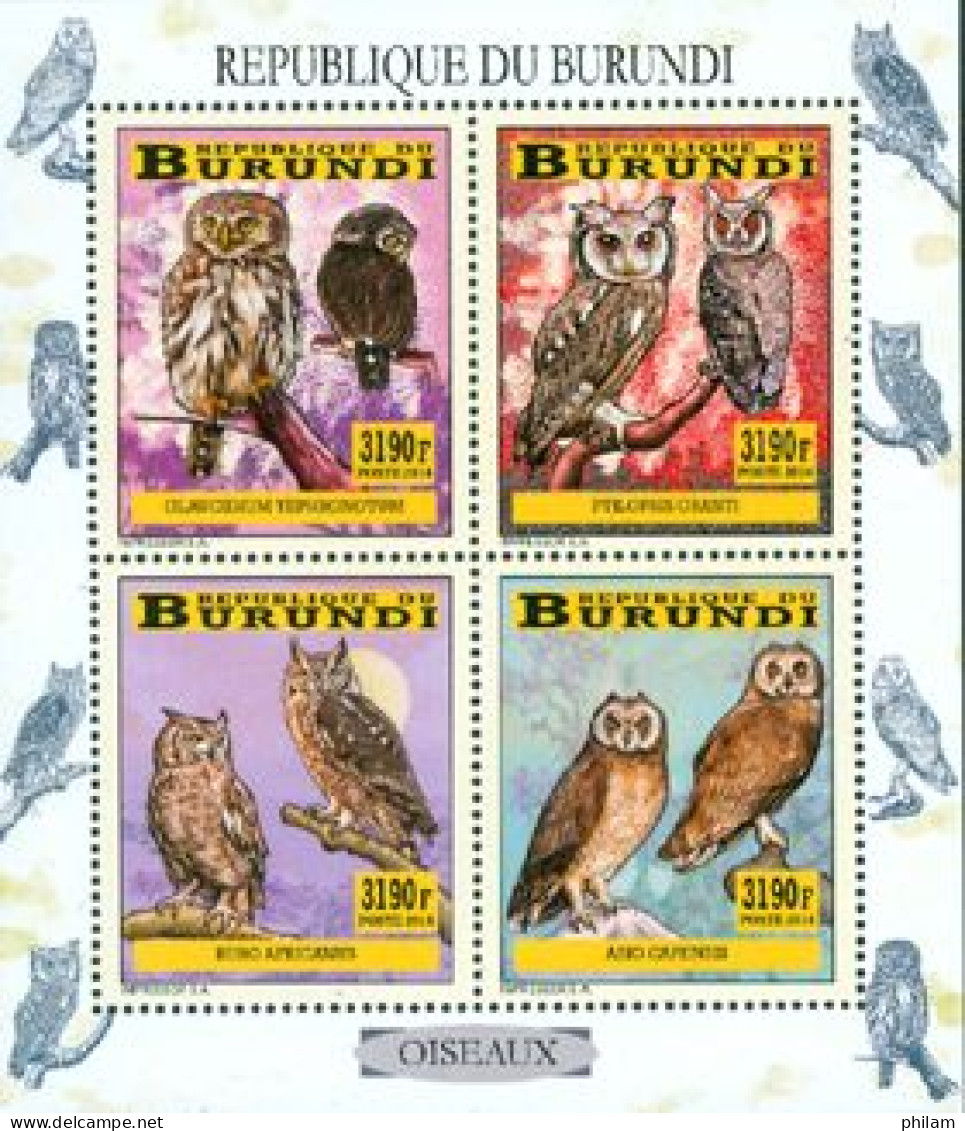 Burundi 2014 - Les Oiseaux Du Burundi -  Chouettes Et Hiboux - Feuillet - Owls