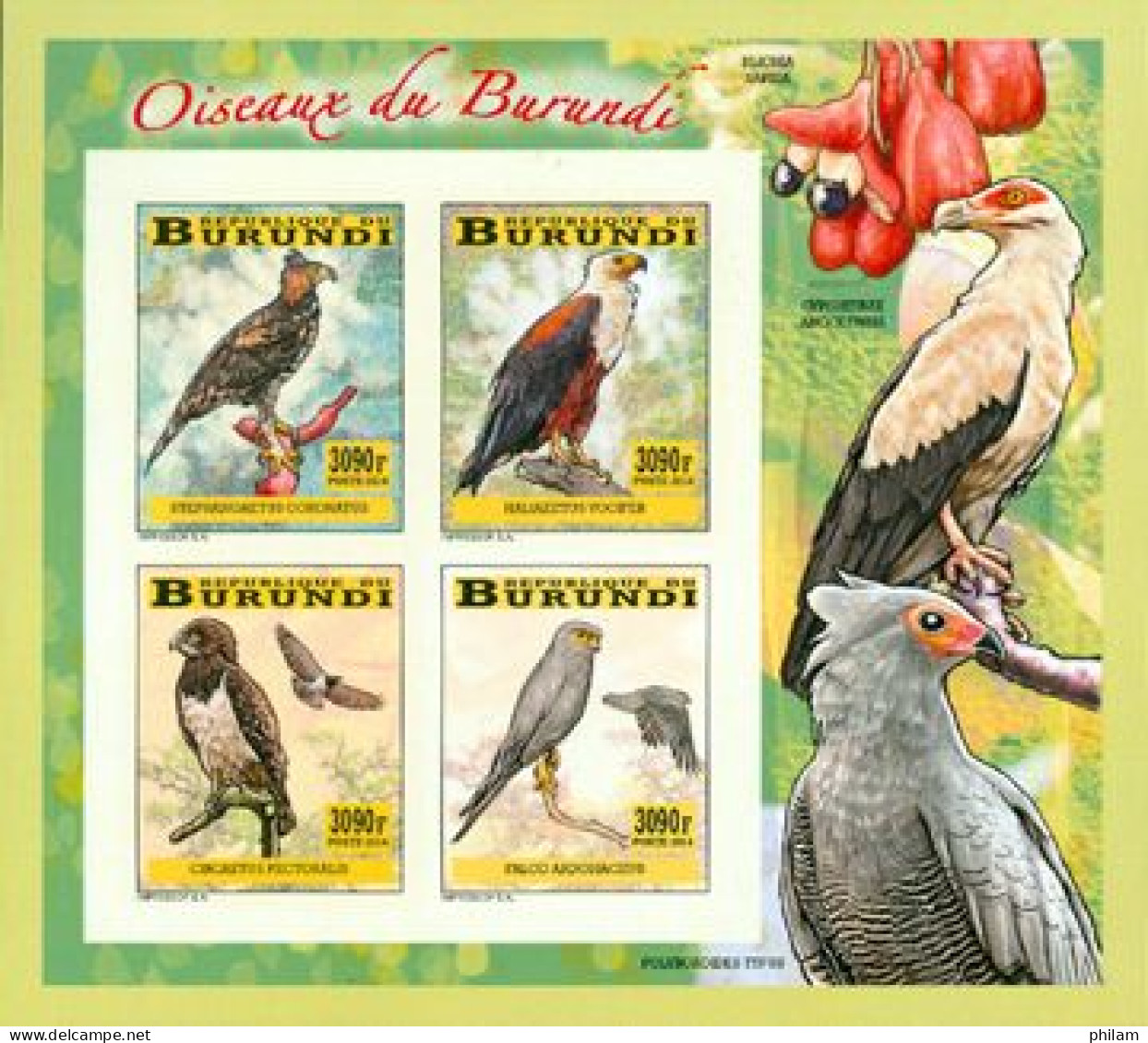 Burundi 2014 - Les Oiseaux Du Burundi - Rapaces - Bloc Collectif - Non Dentelé - Arends & Roofvogels