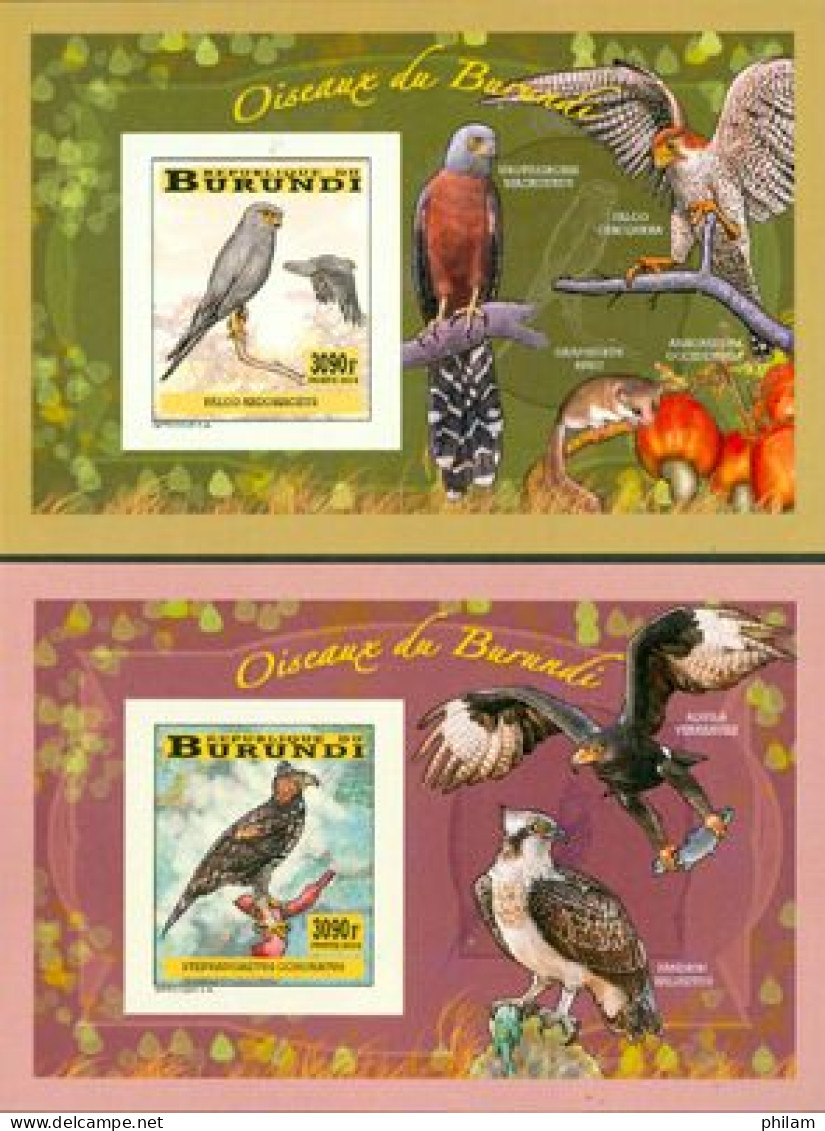 Burundi 2014 - Les Oiseaux Du Burundi - Rapaces - 4 Blocs De Luxe - Non Dentelés - Neufs