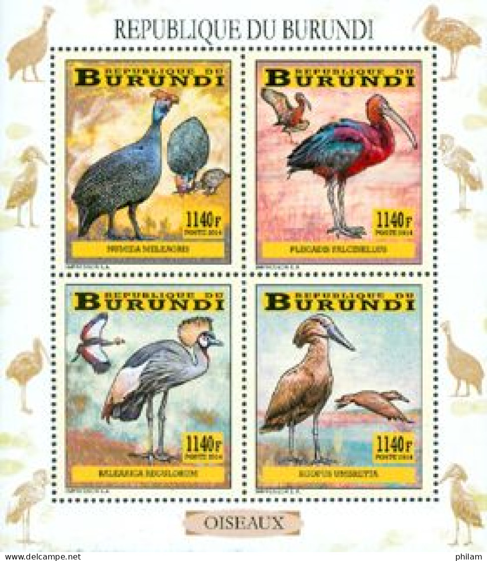 Burundi 2014 - Les Oiseaux Du Burundi - Echassiers - Feuillet - Storks & Long-legged Wading Birds