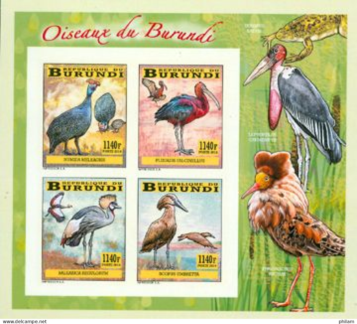 Burundi 2014 - Les Oiseaux Du Burundi - Echassiers - Bloc Collectif ND - Storks & Long-legged Wading Birds