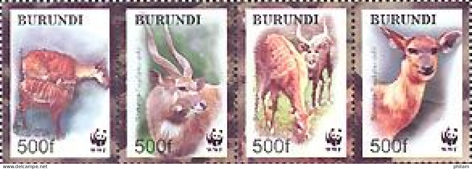 BURUNDI 2004 - W.W.F. - Antilope Siratunga - 4 V. - Nuovi