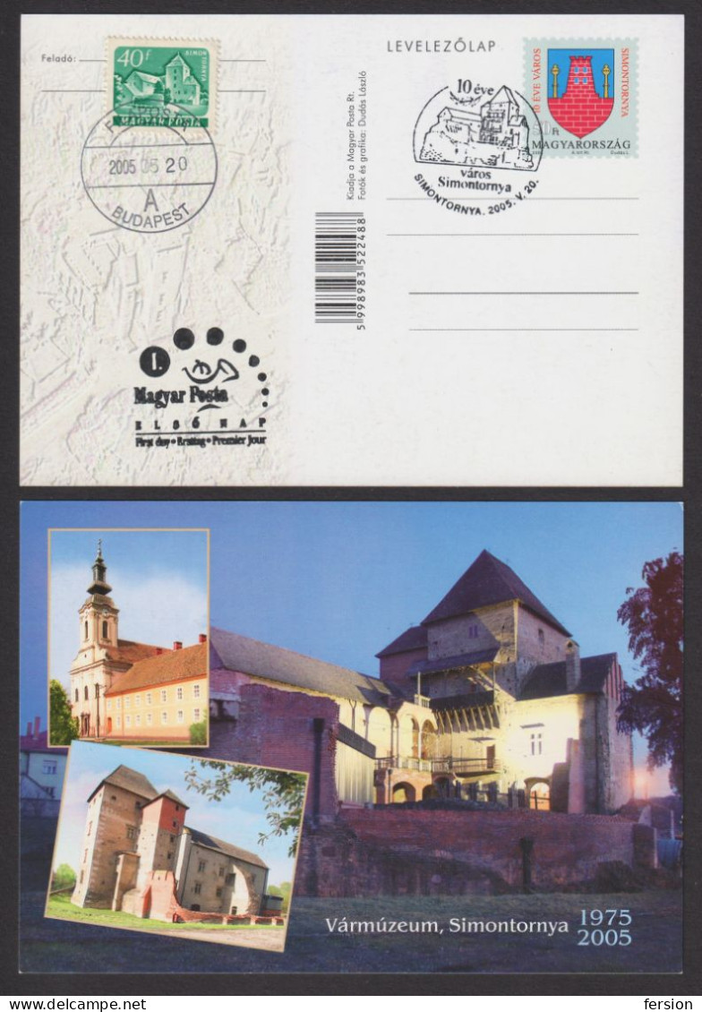 Museum Castle Palace CITY Simontornya Coat Of Arms + 1961 STAMP Filaposta Postmark 2005 HUNGARY STATIONERY POSTCARD FDC - Kastelen