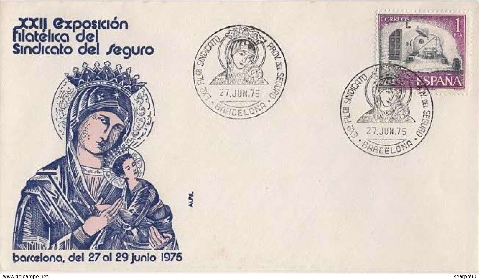 SPAIN. POSTMARK. PHILATELY EXHIBITION OF THE INSURANCE UNION. BARCELONA. 1975 - Other & Unclassified