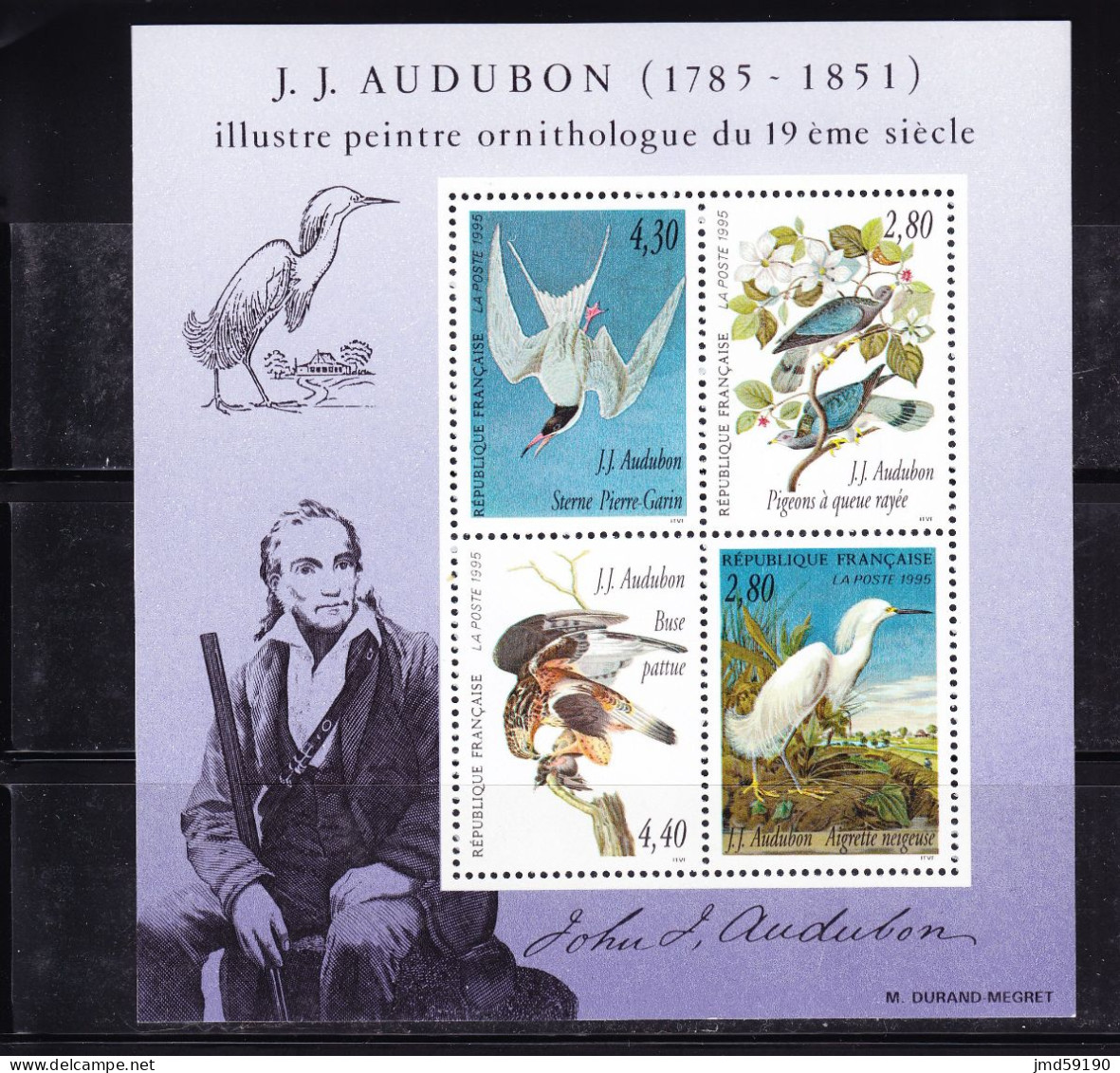 FRANCE Timbre Bloc Feuillet N°18 Neuf** - Série Arts Décoratifs Peintre AUDUBON - Mint/Hinged