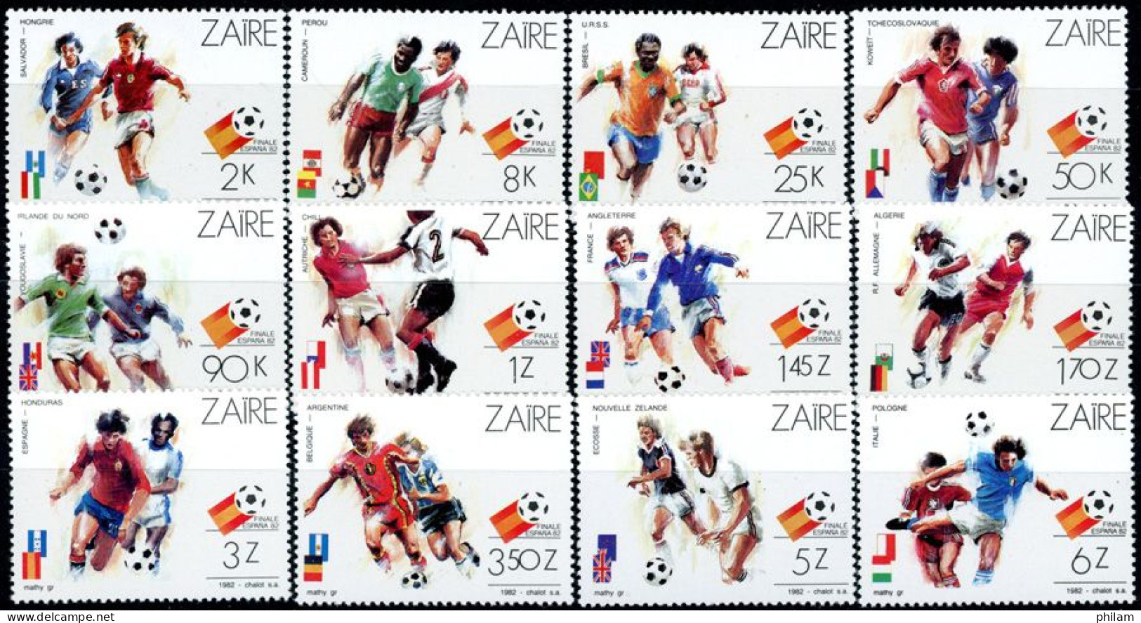 ZAIRE 1982 - Coupe Du Monde De Football Espana 82 - 12 V. - Ongebruikt
