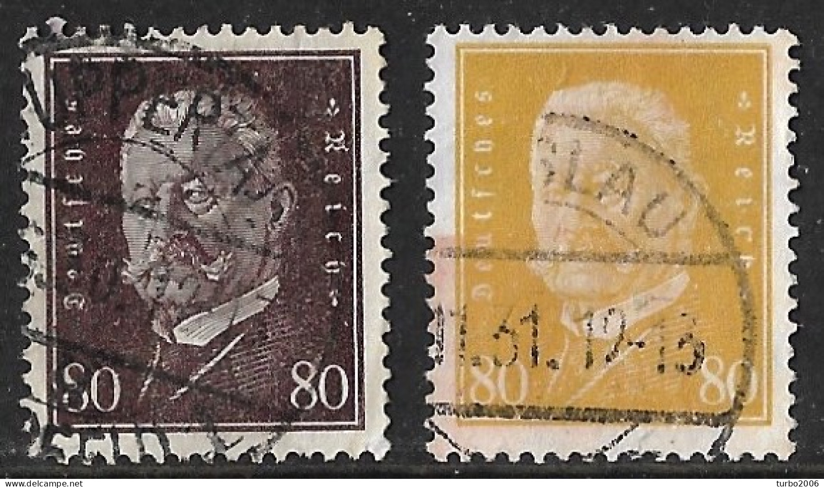 Deutsches Reich : 1928-1930 Paul Von Hindenburg 80 Pf. Braun Und Gelb Mi 422 - 437 - Oblitérés