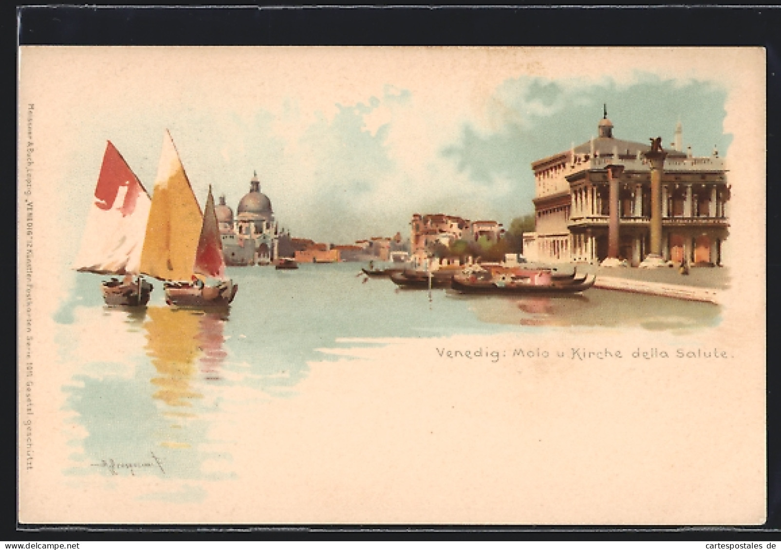 Artista-Cartolina Venedig, Molo Und Kirche Della Salute  - Venezia (Venice)