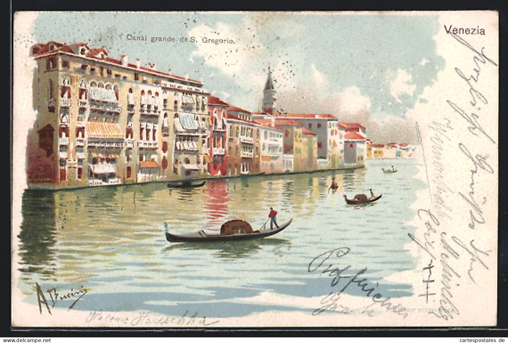 Artista-Cartolina Venezia, Canal Grande Da S. Gregorio  - Venetië (Venice)