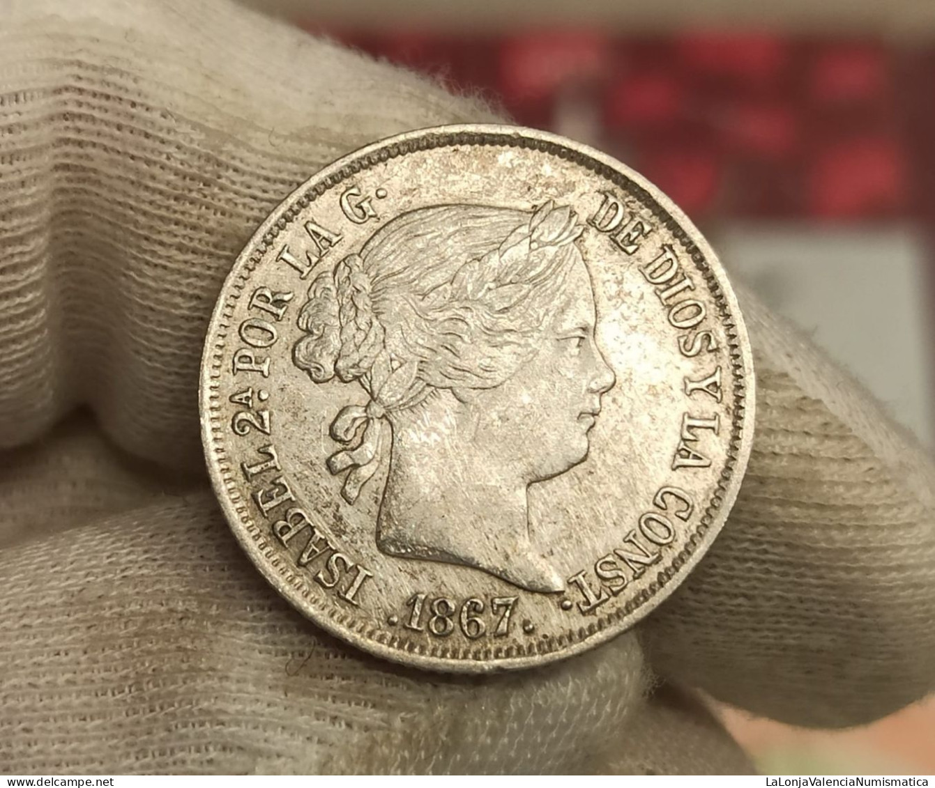 España Spain Isabel II - 40 Céntimos De Escudo 1867 Madrid Km 628.2 Plata - Autres & Non Classés