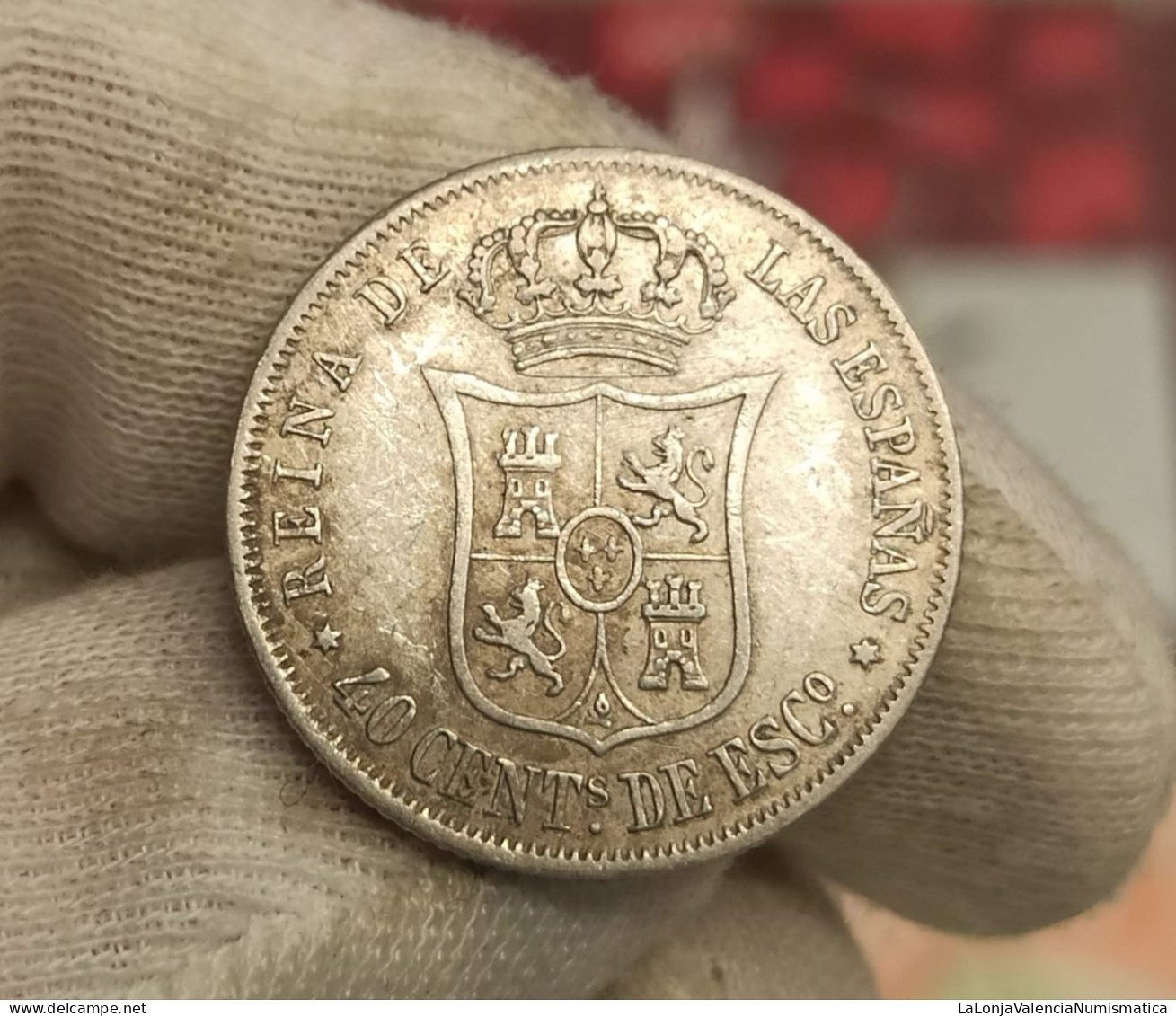 España Spain Isabel II - 40 Céntimos De Escudo 1867 Madrid Km 628.2 Plata - Autres & Non Classés